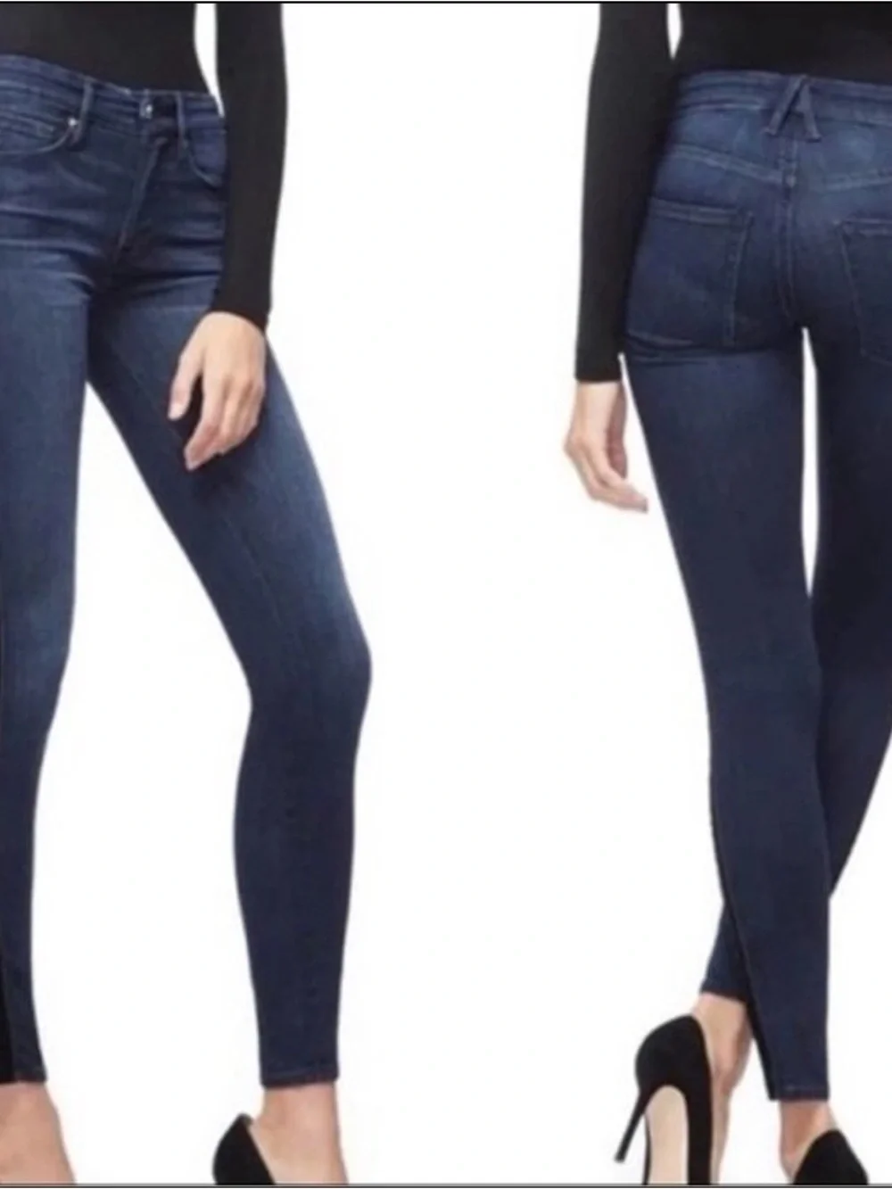 Good American Good Waist Velvet Tuxedo Stripe Skinny Jeans Size 8/29 - Picture 5 of 6